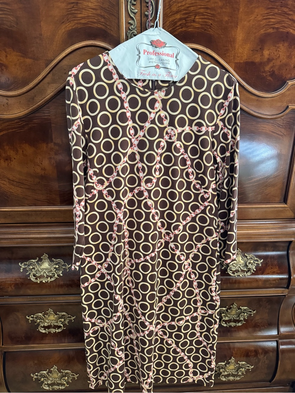 J. McLaughlin Brown Geometric  Women's Dress Large